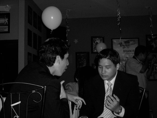 me chatting with my dear friend Steven at our high schoo graduation party